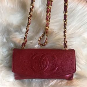 Authentic Vintage Chanel Mini Deep Red Caviar Bag